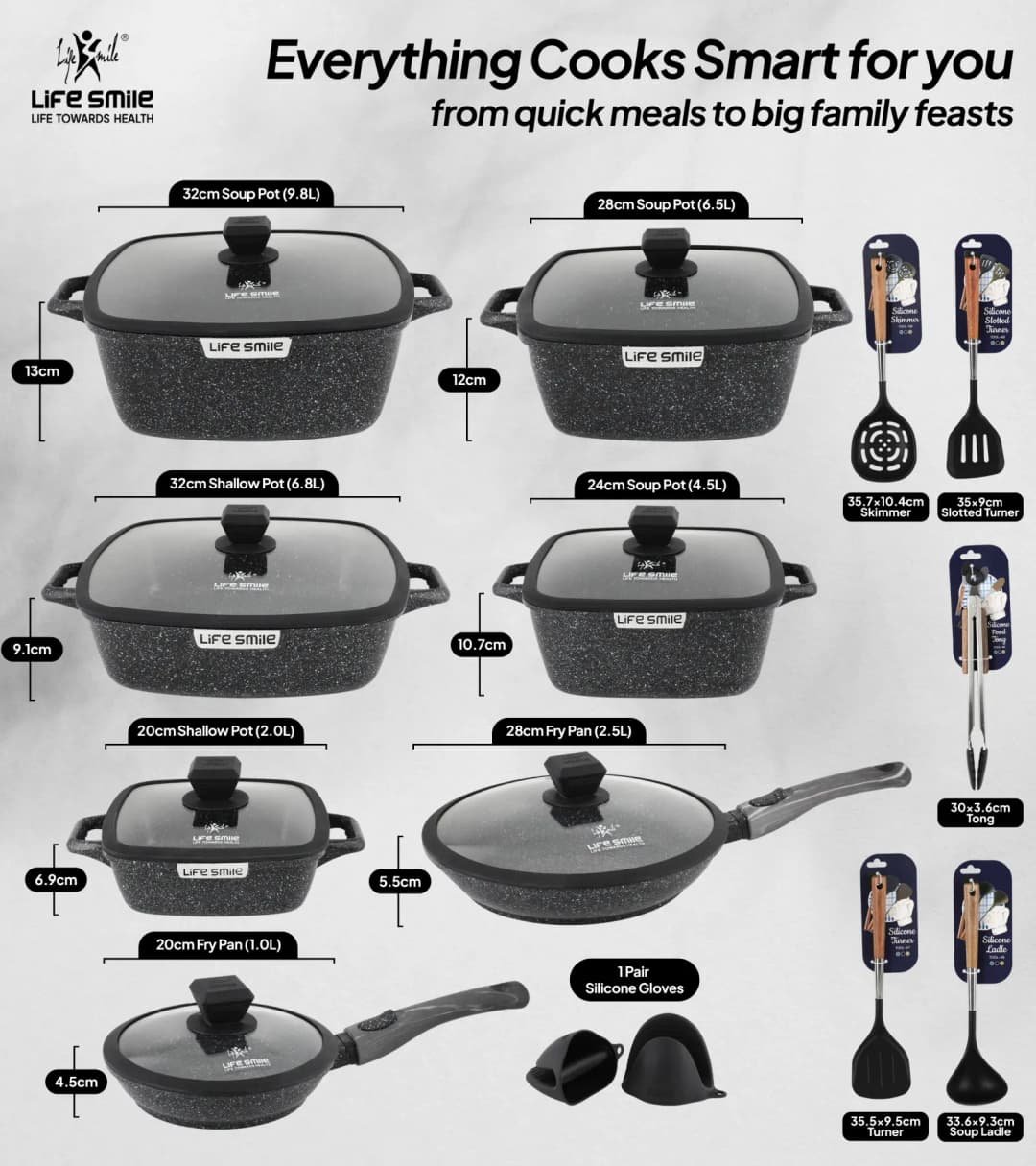 Lifesmile | Best Square Family | Best Cookware Sets | Granite | UAE | Dubai | Abu Dhabi